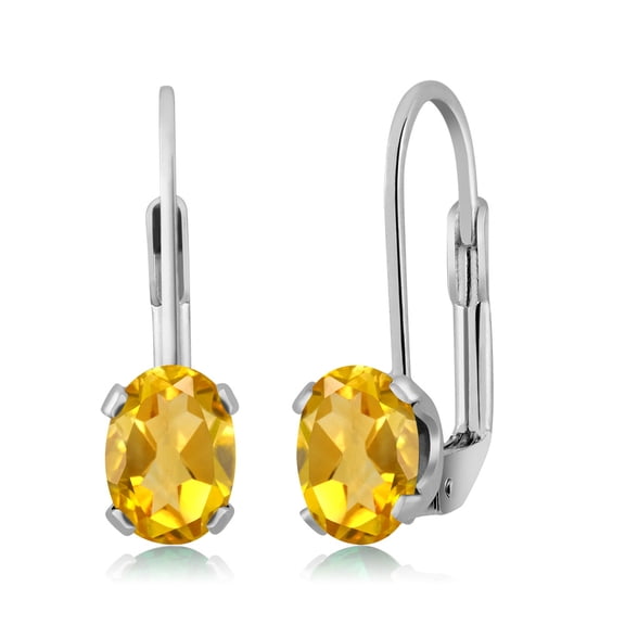 Gem Stone King 925 Sterling Silver Yellow Citrine and Earrings for Women | 1.20 Cttw | Gemstone November Birthstone | Oval 7X5MM
