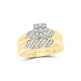 thumbnail image 2 of 10kt Yellow Gold His Hers Round Diamond Cluster Matching Wedding Set 1/3 Cttw, 2 of 3