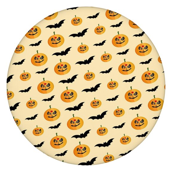 Halloween Celebration Elastic Round Table Cover for 52 Inch Table - Designed with Full Elastic Edge for Perfect Fit