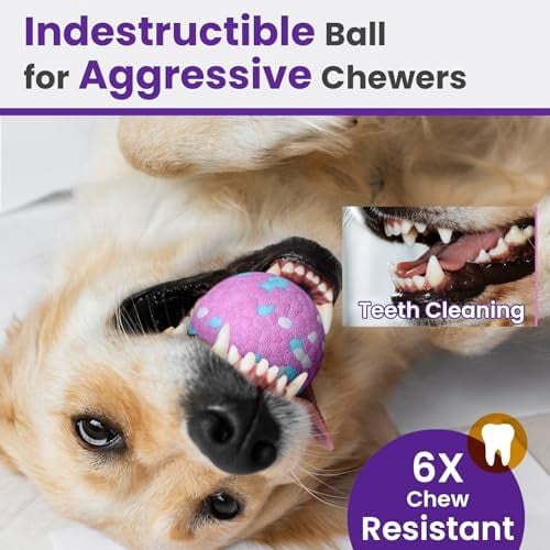2 Pack Bouncy Dog Balls, 3'' Indestructible Dog Toys for Aggressive Chewers, Outdoor Jolly Tennis Balls for Dogs, Durable Interactive Floating Fetch Toy, Pink Yellow