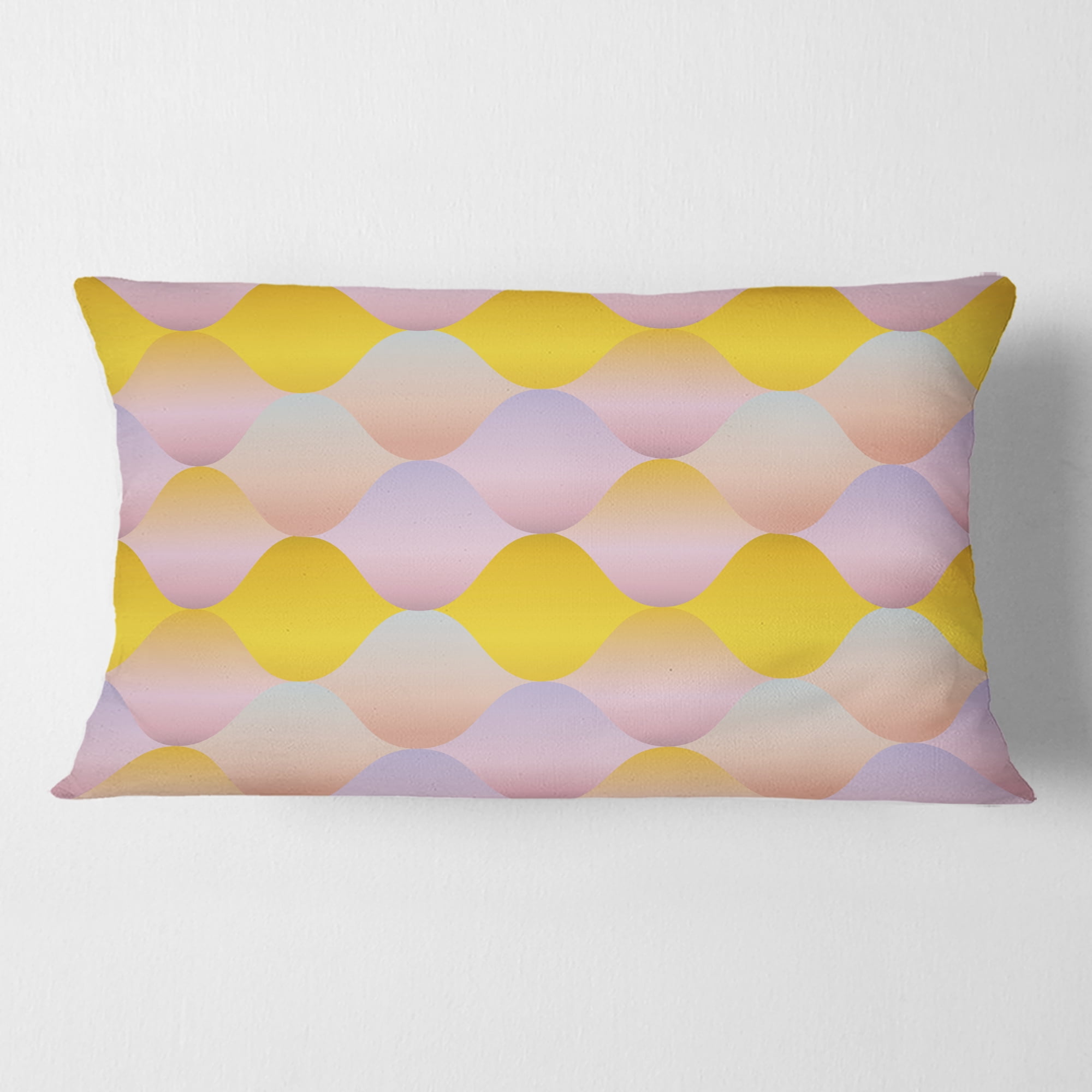Designart Golden Geometrical Diamond Pattern II' Mid-Century Modern Throw Pillow - 12x20