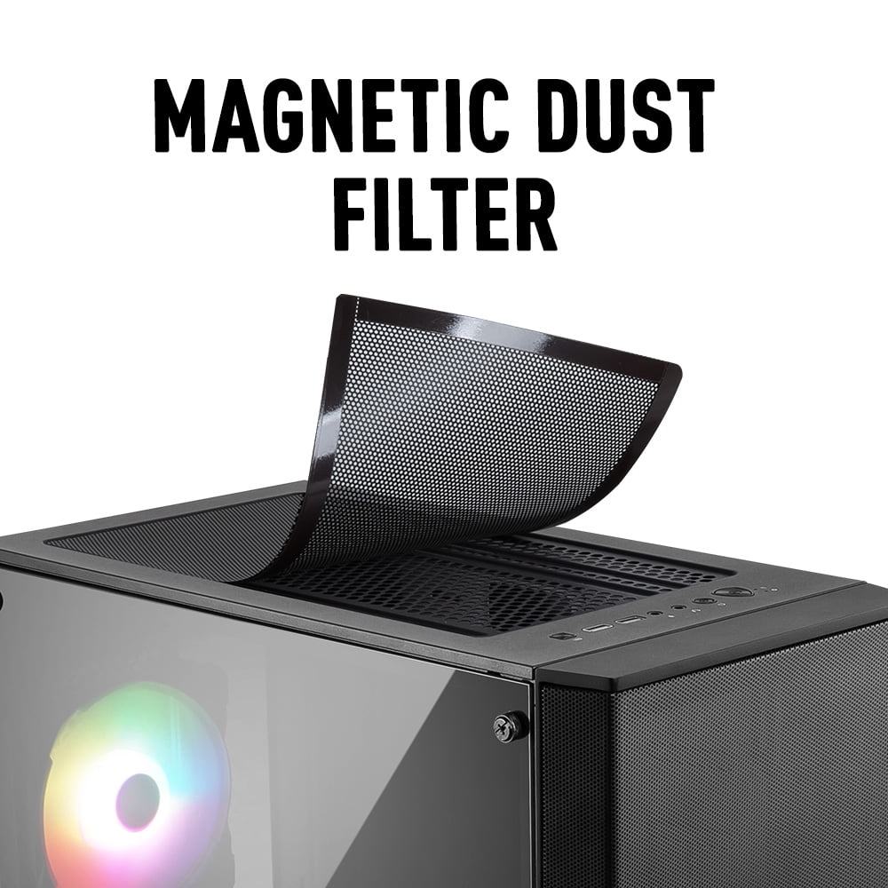 MSI MAG FORGE 112R WMT ARGB Mid-Tower ATX PC Case - 4X Pre-installed Fans, High Airflow, Magnetic Dust Filter, Tool-less Side Panel, Black