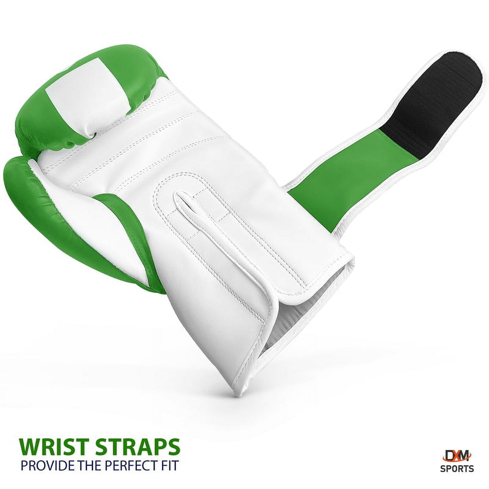 DXM SPORTS Boxing Gloves for Men & Women - Green & White, 16oz