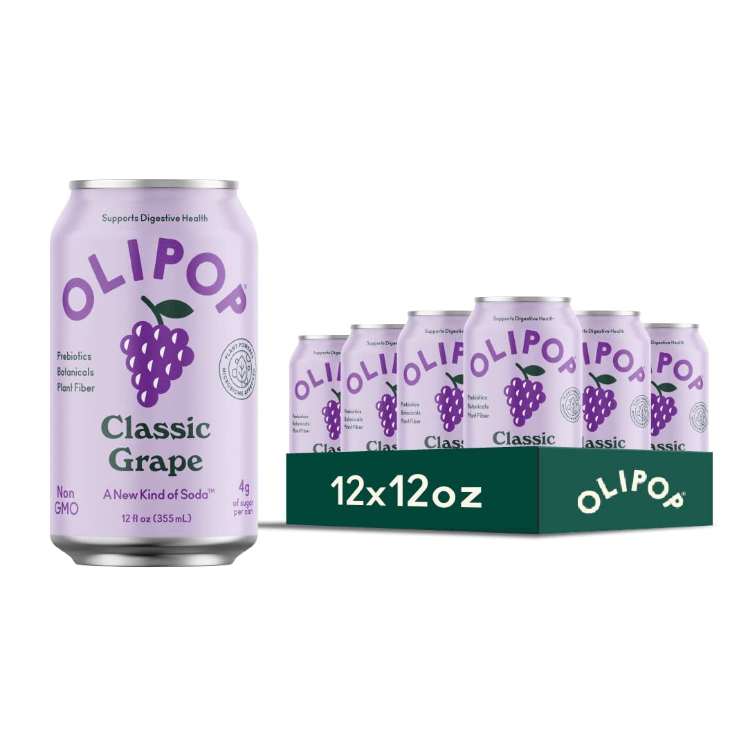 OLIPOP Classic Grape Sparkling Tonic, Healthy Soda, Prebiotic Soft