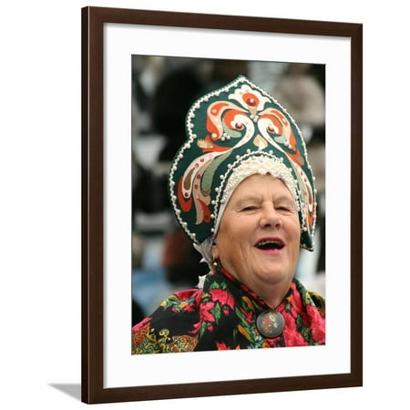 Portrait of Singer in Traditional Costume at Vernisazh Market, Moscow, Russia Framed Print Wall Art By Jonathan Smith