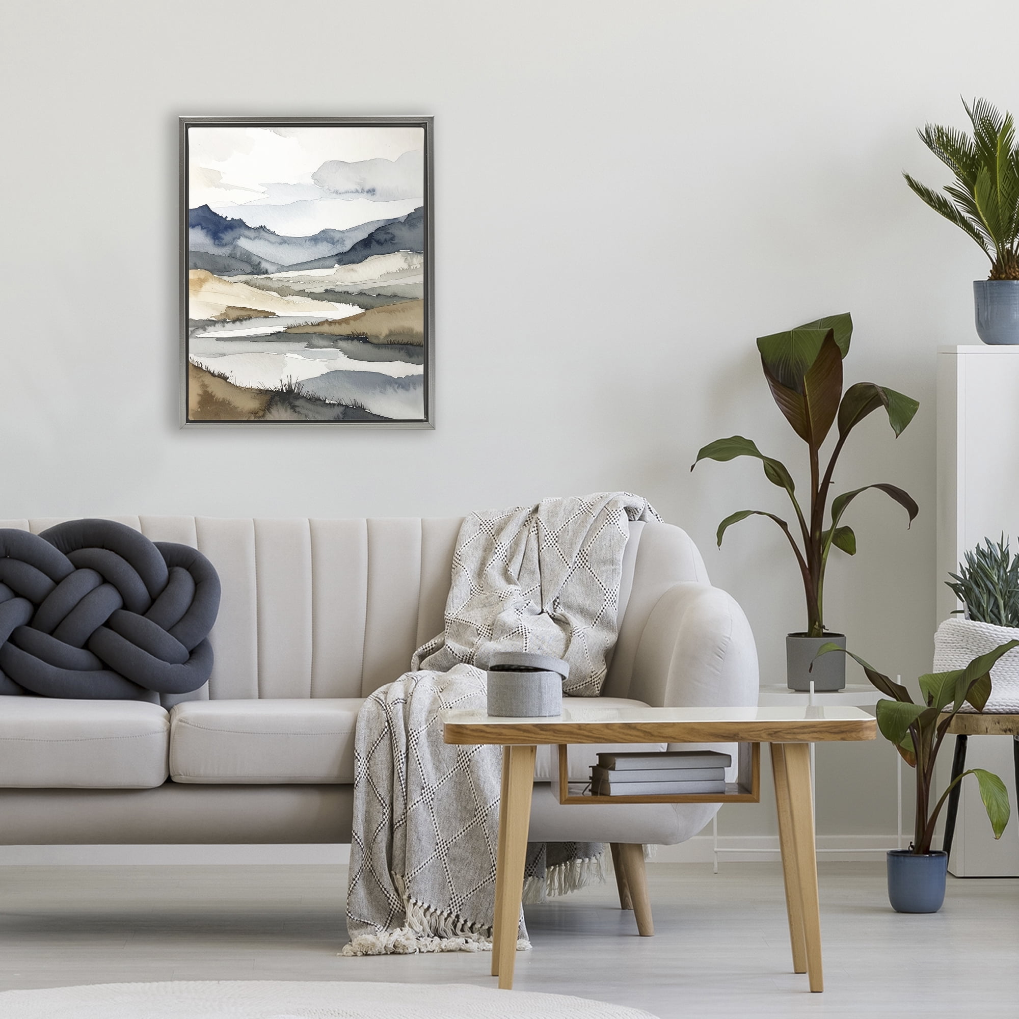 Stupell Industries Flow Of Water River Gray Framed Floater Canvas Wall Art, design by Alonza Saunders