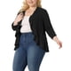 thumbnail image 4 of Cárdigan Plus Size Agnes Orinda para Mujeres, Suave, de Manga 3/4, Abierto, Corto, Shrug, Bolero, Cárdigans, Chaqueta 1X Negro, 4 of 6