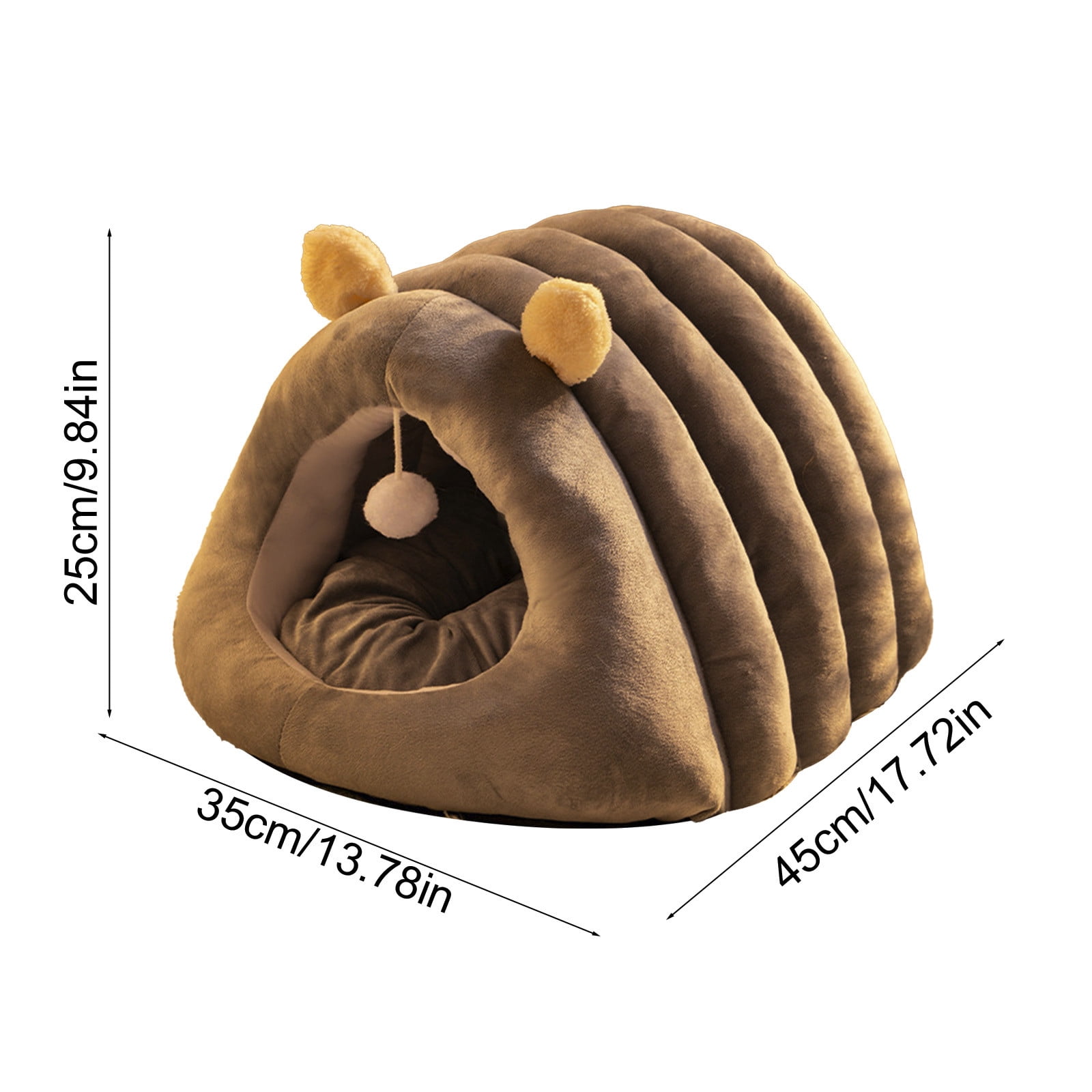 Gray Upgraded Calming Pet Bed - Fluffy Plush Anti-Anxiety Cuddler Bed for Cats & Dogs, Warm Winter Snuggle Bed with Removable Cushion