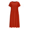 thumbnail image 5 of Suumer Plus Size Womens Dresses Solid Color Short-sleeved V-neck Casual, 5 of 6