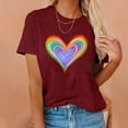 thumbnail image 4 of USSUMA Womens Summer Tops and Blouses Trendy Crewneck Rainbow Love Heart Print T-Shirts for Women Dressy Casual Short Sleeve Basic Cute Graphic Shirt Tunics Plus Beach, 4 of 7