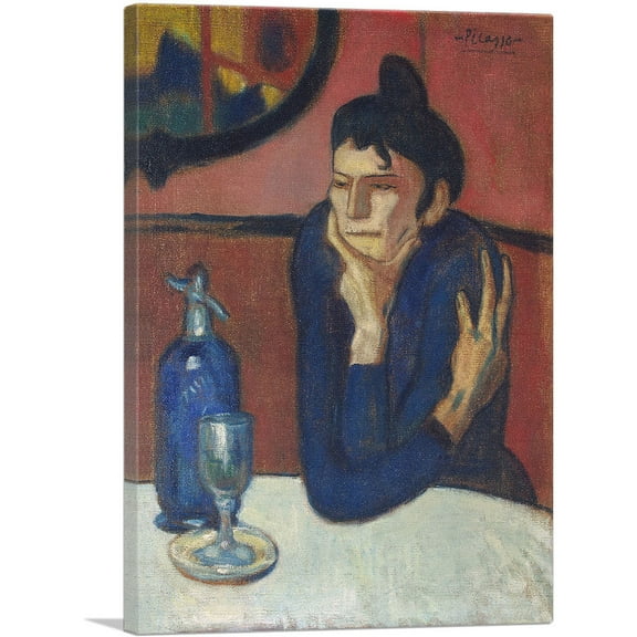 ARTCANVAS Femme Cafe - Absinthe drink 1901 Canvas Art Print by Pablo Picasso - Size: 26" x 18" (0.75" Deep)