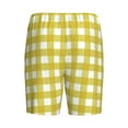 thumbnail image 4 of Rocae Yellow Checkboard for Men's Soft Sleep Pajama Shorts, Waistband and Pockets, 4 of 9