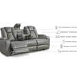 thumbnail image 7 of Ashley Furniture Faux Leather Drop Down Table Reclining Sofa, Gray, 7 of 7