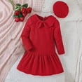 thumbnail image 2 of Odeerbi Girls Christmas Dress Set Little Girls Clothes Christmas Bow Dress Vintage Dress + Red Hat Set Red 11-12 Years, 2 of 6