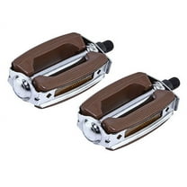 Krate Rubber Pedals 1/2" Brown and Chrome. Works on 1 piece cranks. Sold as a pair. Bike part for Cruiser, BMX, Lowrider, Trike, bicycle Parts