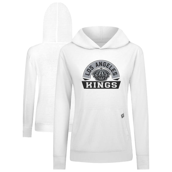 Women's Levelwear White Los Angeles Kings Relay Banner Arch Pullover Hoodie