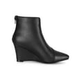thumbnail image 7 of BLISSFUL STEP Women's Pointed Toe Zipper Wedge Heel Ankle Booties Black 6, 7 of 7