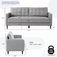 thumbnail image 6 of Muumblus 3-Seater Sofa, Modern Tufted Linen Upholstered Sofa Couch for Living Room, Gray, 6 of 10
