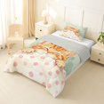 thumbnail image 2 of Manfei Watercolor Sleeping Kitten Twin Comforter Sets, Cute Cat Art Bedding Set, Cream Pink Green, Gray Reversible, 2 Pieces, 1 Comforter and 1 Pillowcase, 2 of 7