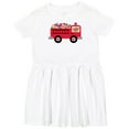 thumbnail image 3 of Inktastic Valentine Fire Truck Heart Bear Girls Toddler Dress, 3 of 5
