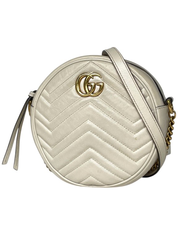Pre-Owned Gucci GG Marmont Leather Shoulder Bag, Ivory, 550154, Women's
