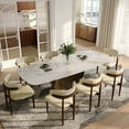 thumbnail image 5 of POVISON 71"-95"Extendable Hobart Modern Dining Table for 6-10, White Rectangular Glossy Sintered Stone Tabletop for Dining Room, Bronze Carbon Steel Leg, 5 of 10