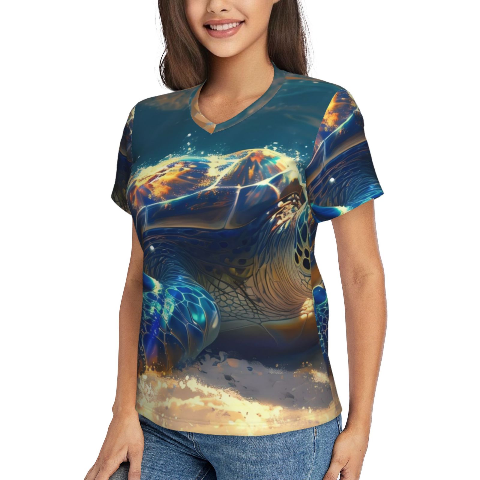 Coaee Sunshine Underwater Sand Turtle for Women's Classic Fit T Shirts ...