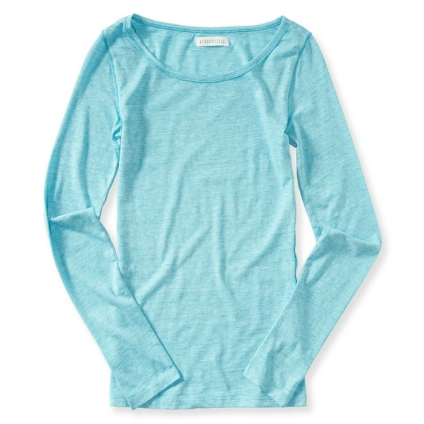 Camiseta básica Aeropostale de Manga larga jaspeada verde talla mediana