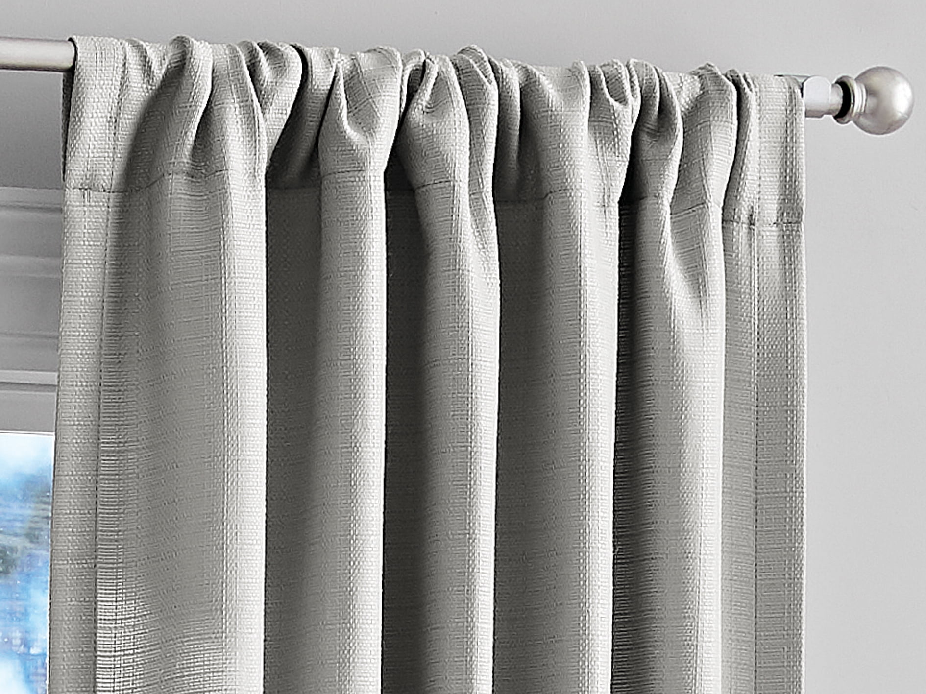 (2 pack) Mainstays Southport Light Filtering Rod Pocket Textured Curtain Panel, Set of 2, Silver, 40” W x 63” L