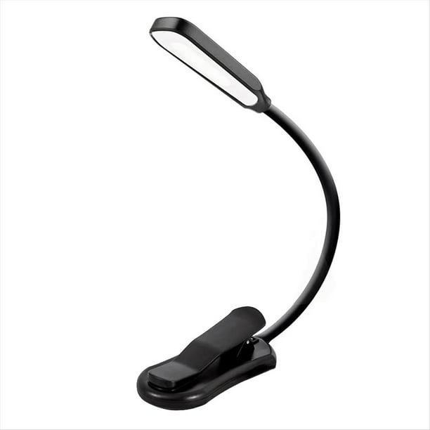 Luz de Lectura Recargable Mini 7 LED Lámpara de Lectura de 3 Niveles Flexible Fácil de Enganchar Lámpara de Lectura Lámpara de Lectura en la Cama Negra