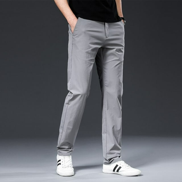 OmicGot New Arrival Men's Pant Breathable Solid Color Mid Straight Loose Men Trousers Plus Size 42