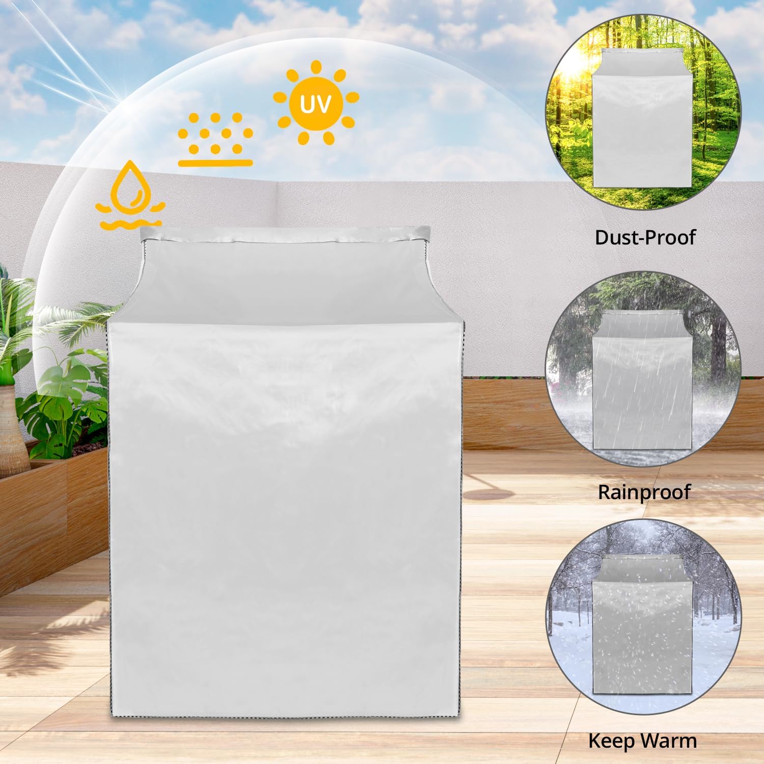 Washer and Dryer Covers, 2 Pack Heavy Duty Waterproof Washing Machine Cover for Most Top Load or Front Load Machine, Dustproof, All Weather Protection, 29" W x 28" D x 43" H