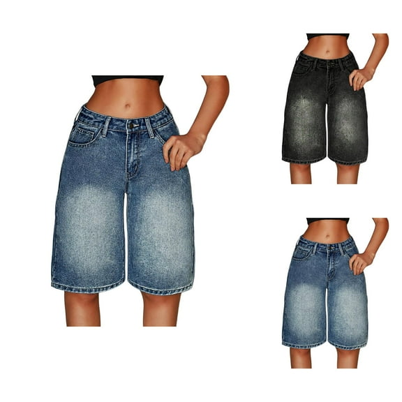 Girls Jean Shorts Teen Girl Shorts Girls Denim Shorts High Waist Stretch Comfortable Summer Fashion Teen Casual Streetwear Youth Elastic Waist Bottoms