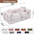 thumbnail image 2 of 73''Convertible Sleeper Sofa Modular Couch for Living Room, Corduroy Floor Sleeper Sofa Bed with Fixed-Shape Frame, Comfy Boneless Cloud Couch Loveseat, No Assembly Required, Beige, 2 of 11