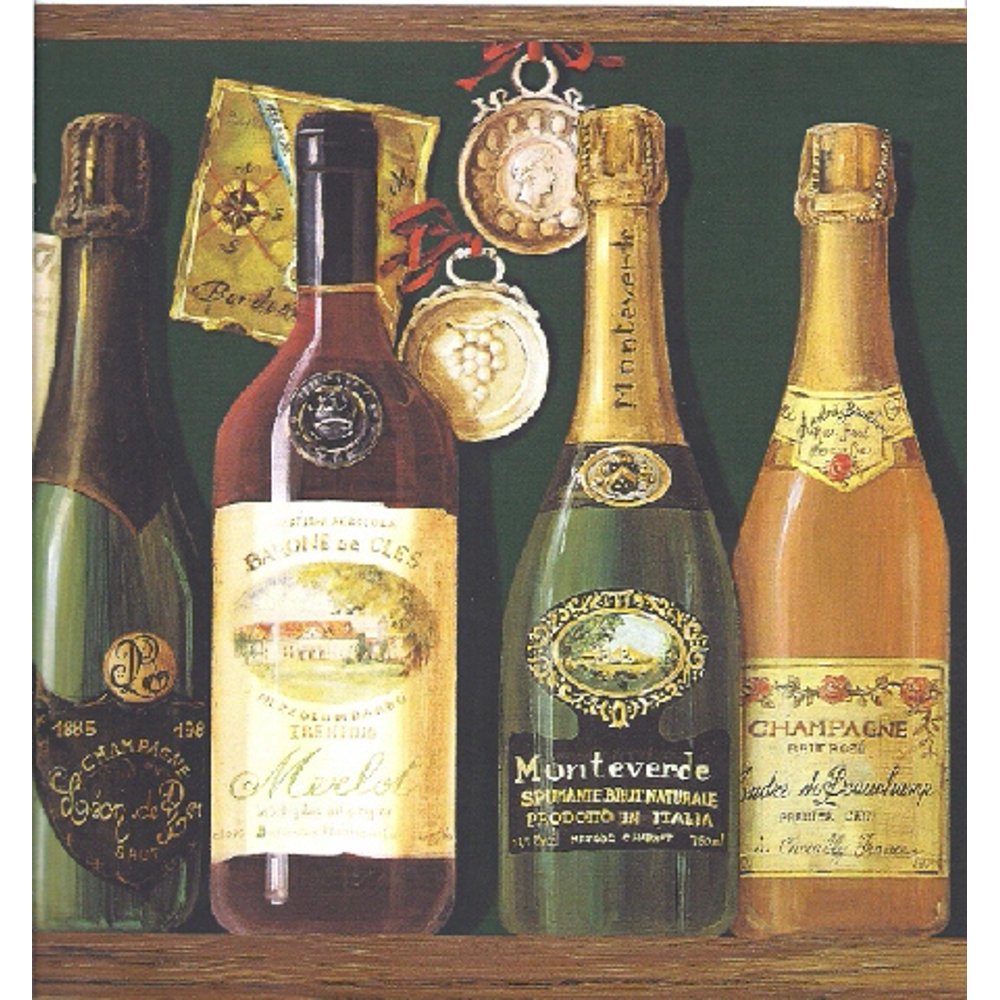 877887 Wine Bottles Mural Wallpaper Border - Walmart.com - Walmart.com