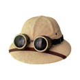 thumbnail image 1 of Steampunks Vietnamese Helmet Hat With Adjustable Goggles For Outdoor Riding Sun Protections And Breathable Headwear Red, 1 of 5