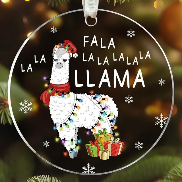 Adorno colgante SUCHAGIGFT Llama, acrílico, 9 cm, Navidad