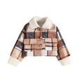 thumbnail image 2 of Baby Girl Jacket Plaid Jackets Shacket for Girls Kids Fall Winter Pea Coat Dress Coats Button Lapel Outerwear New Coats For Three To Six Years Old, Fall And Winter Jackets, 2 of 6