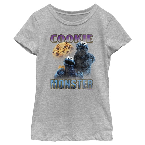 Girl's Sesame Street Cookie Monster Retro Portrait Graphic T-Shirt