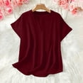 thumbnail image 6 of CBASIHI Womens Oversized Short Sleeve Tops- Summer Vintage Casual V Neck Basic T Shirts Wine Size S, 6 of 9