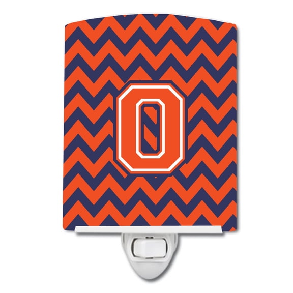 Caroline's Treasures CJ1042-OCNL Letter O Chevron Orange and Blue Ceramic Night Light, 6x4x3", multicolor