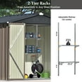 thumbnail image 5 of Euroco 8' x 6' Outdoor Metal Storage Shed, Tools Storage Shed, Galvanized Steel Garden Shed with Adjustable Shelves and Lockable Doors, Brown, 5 of 9