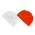 thumbnail image 4 of 2 piezas de gorro para dormir, cálido y forro para casco, ideal para viajes, personas mayores, dormir y hacer ejercicio. Naranja y blanco, 4 of 10