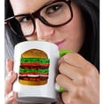 thumbnail image 2 of 3drose, Print of Super Deluxe Hamburger Cartoon, 11oz Two-tone Green Mug, 2 of 6