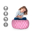thumbnail image 2 of Pink and White Storage Toy Bag Chair, Pastel Ogee Motifs with Curved Stripes Abstract Design, Stuffed Animal Organizer Washable Bag, Large Size, Pink Pale Pink and White, by Ambesonne, 2 of 3