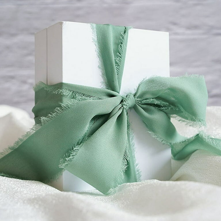 1 Roll Diy Tassel Fabric Gift Wrapping Chiffon Ribbon, Sky Blue