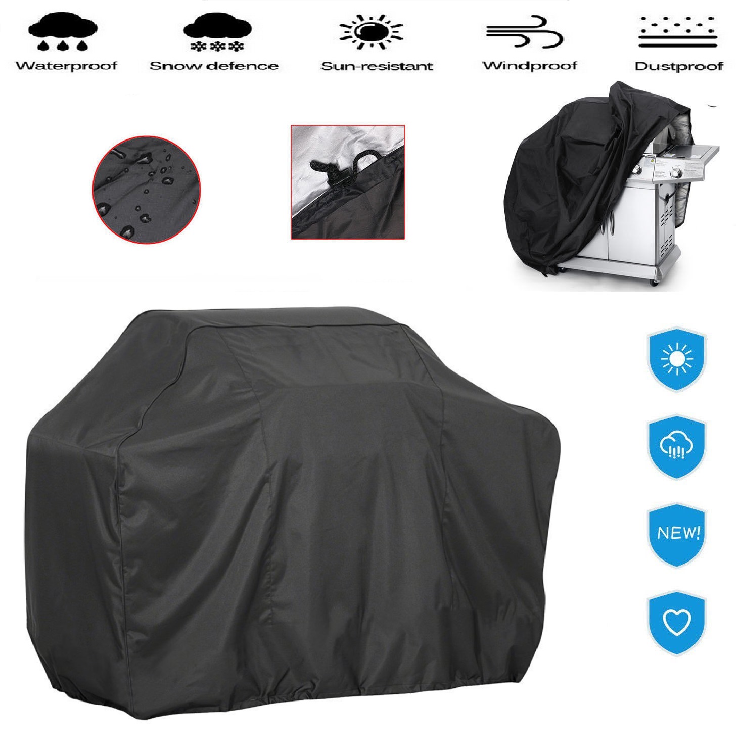 Black Durable 210D Oxford Weatherproof Waterproof Generator Dustproof Cover New