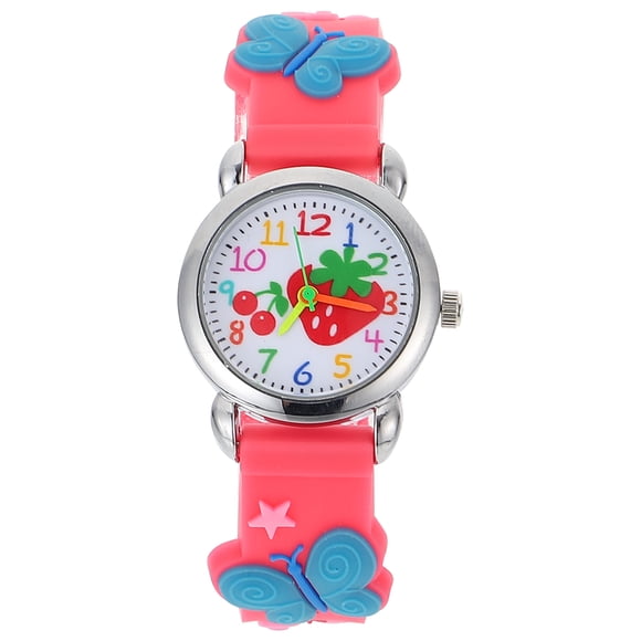 Shisuyan Rosy 3D Girls Watch with Alloy and Silicone for Kids Featuring Lovely Butterflies and Fruit Patterns 4.5 Inches