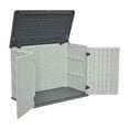 thumbnail image 3 of Thanaddo Weather-Resistant Horizontal Storage Shed, 28 Cu.Ft Large Lockable Outdoor Storage Cabinet, Heavy-Duty Thick HDPE Plastic Unit for Backyard, Patio & Garden (Ivory White), 3 of 12