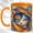 Orange, variant on Colorful Cat Face Coffee Mug, Stained Glass Cat Mug, Ceramic 11 oz